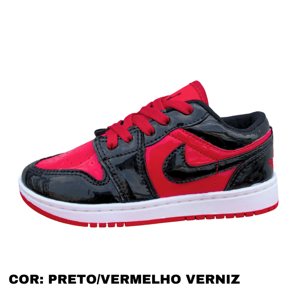 TENIS NIKE JORDAN INFANTIL PRETO VERMELHO VERNIZ