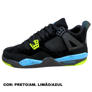 NIKE JORDAN 4 PRETO AMARELO LIMAO AZUL