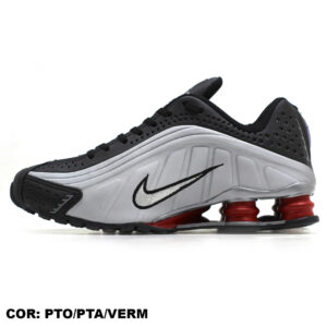 NIKE SHOX R4 PRETO PRATA VERMELHO